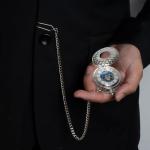 DerMacht Black Silver Skeleton Pocket Watch for All