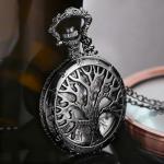 Tiong Black Quartz Steampunk Men's Pocket Watch