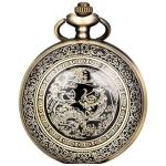 Black Dragon Phoenix Quartz Pocket Watch with Chain