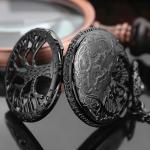 Tiong Black Quartz Steampunk Men's Pocket Watch