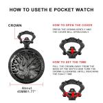 Tiong Black Quartz Steampunk Men's Pocket Watch