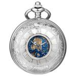 DerMacht Black Silver Skeleton Pocket Watch for All