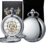 DerMacht Silver Mechanical Pocket Watch with Chain