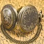 Black Dragon Phoenix Quartz Pocket Watch with Chain