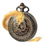 Black Dragon and Phoenix Quartz Pocket Watch