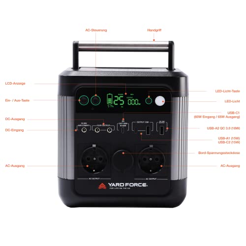 Yard Force 600W Lithium-Ion Portable Power Station