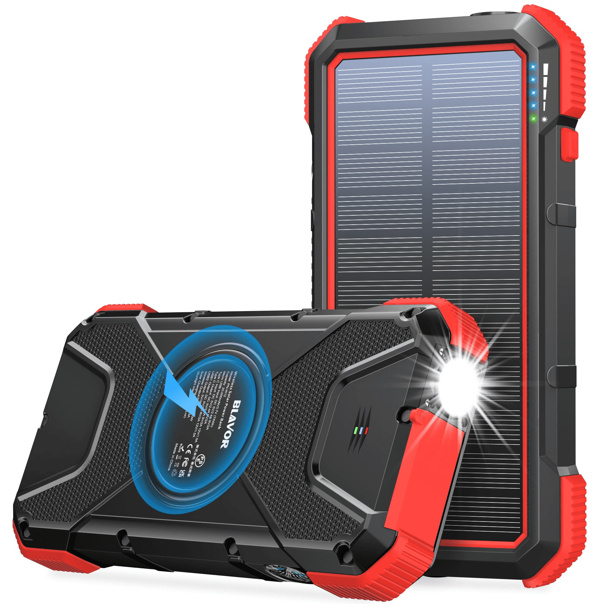 BLAVOR Solar Power Bank with Qi Charging
