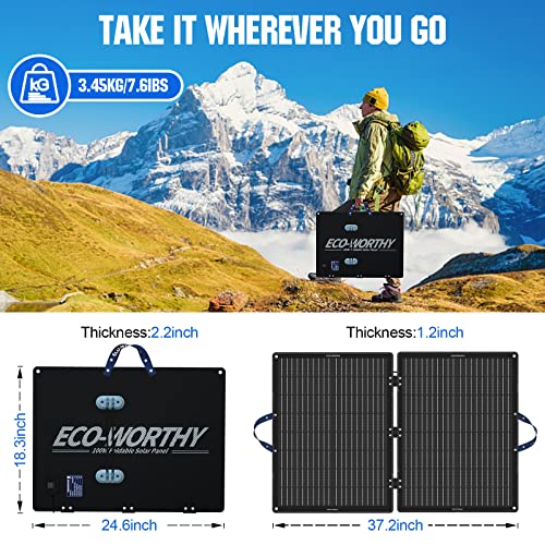 ECO-WORTHY 12V 100W Foldable Solar Panel