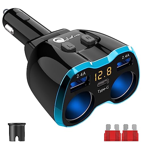 USB C Car Charger with Dual Outlets