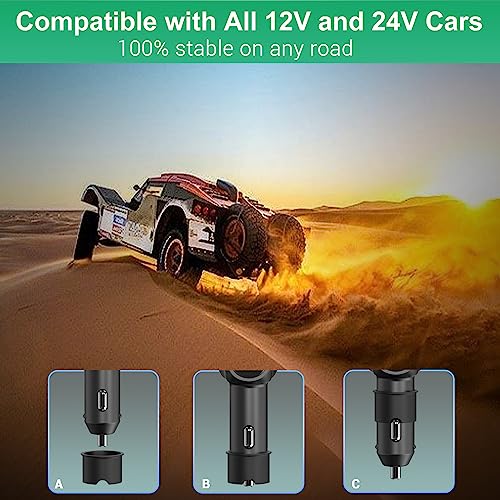 USB C Car Charger with Dual Outlets