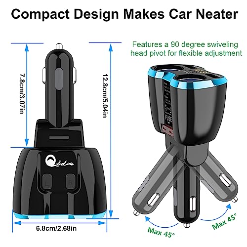 USB C Car Charger with Dual Outlets