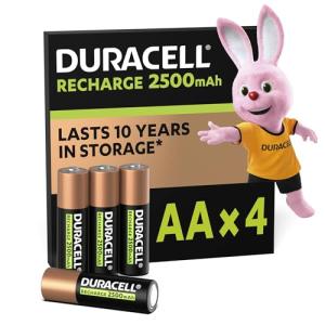 Duracell Rechargeable AA Batteries - 4 Pack, 2500 mAh