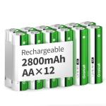 Granicell 12 Pack Rechargeable AA Batteries 2800 mAh