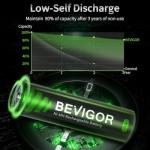 BEVIGOR 8 Pack High Capacity AA Rechargeable Batteries