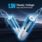 Long-Lasting 3600mWh AA Lithium Rechargeable Batteries 8 Pack