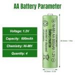 CICMOD 4 Pack AA Solar Rechargeable Light Batteries