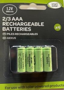 4 Pack of 2/3AAA Smart Solar Light Batteries