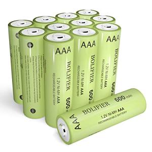 BOLIFIER 600mAh Solar Rechargeable AAA Batteries (12-Pack)