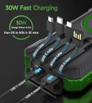 30W Solar Power Bank 56800mAh with USB-C & Wireless Charging