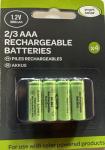 4 Pack of 2/3AAA Smart Solar Light Batteries