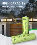 BOLIFIER 600mAh Solar Rechargeable AAA Batteries (12-Pack)