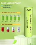 BOLIFIER 600mAh Solar Rechargeable AAA Batteries (12-Pack)