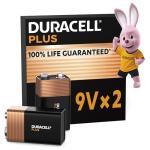 Duracell Plus 9V Alkaline Batteries - 2 Pack