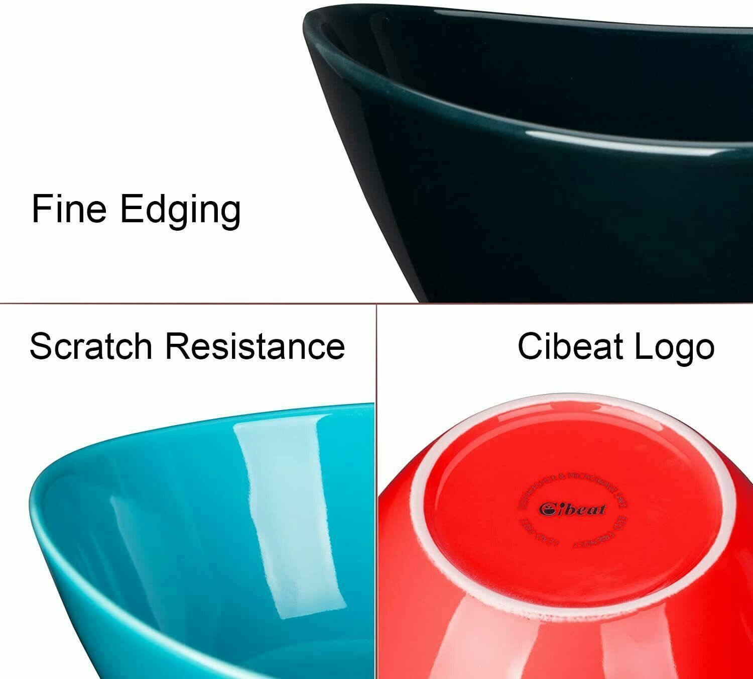 Microwave-Safe Ceramic Ice Cream Bowls Set