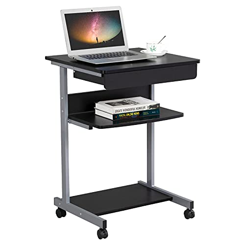 Compact Mobile Desk Cart with Storage and Wheels