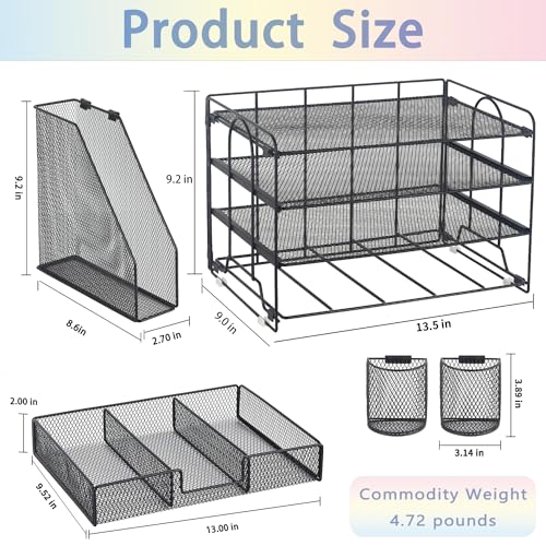 OPNICE Black Desk Organizer with Pen Holders