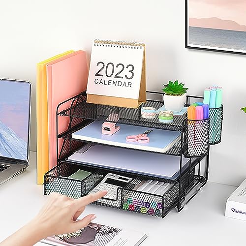 OPNICE Black Desk Organizer with Pen Holders