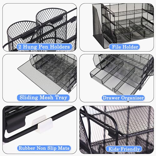 OPNICE Black Desk Organizer with Pen Holders
