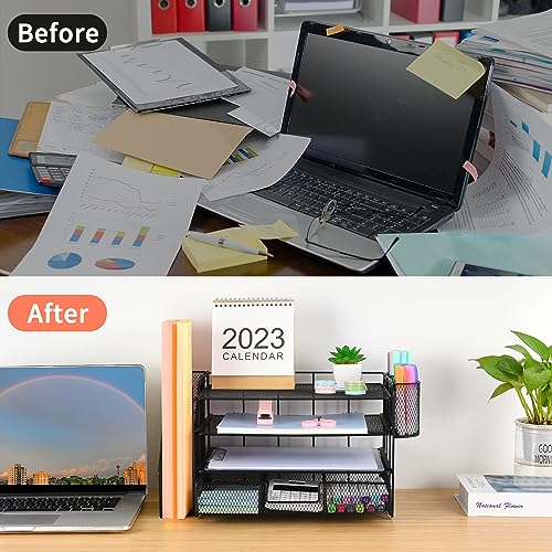 OPNICE Black Desk Organizer with Pen Holders