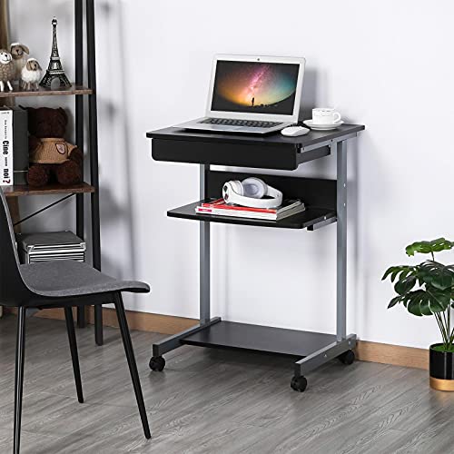 Compact Mobile Desk Cart with Storage and Wheels