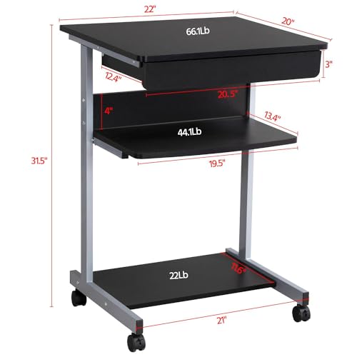 Compact Mobile Desk Cart with Storage and Wheels