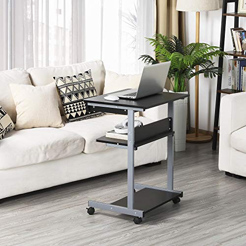 Compact Mobile Desk Cart with Storage and Wheels