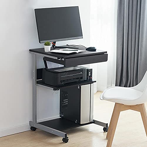 Compact Mobile Desk Cart with Storage and Wheels