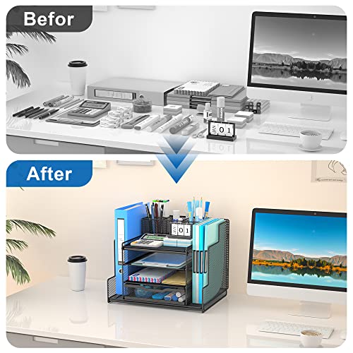 VIVSOL Black 5-Tier Desk Organizer with Drawers