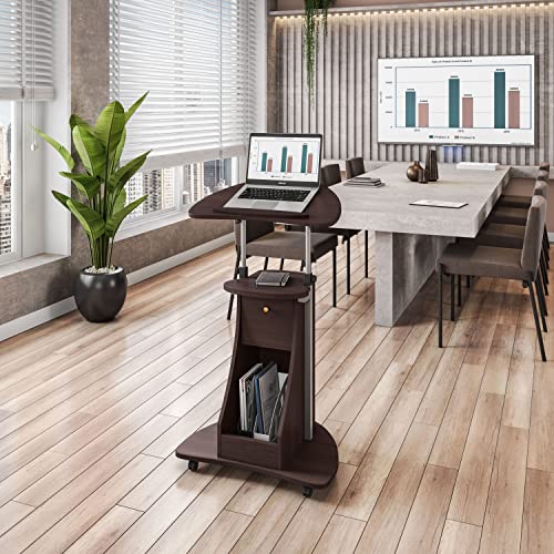 Rolling Adjustable Medical Laptop Cart - Chocolate