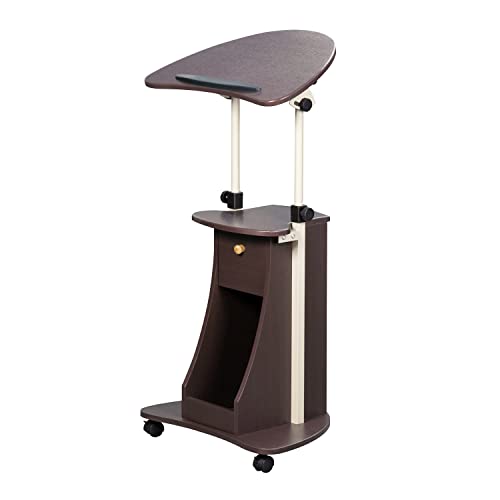Rolling Adjustable Medical Laptop Cart - Chocolate