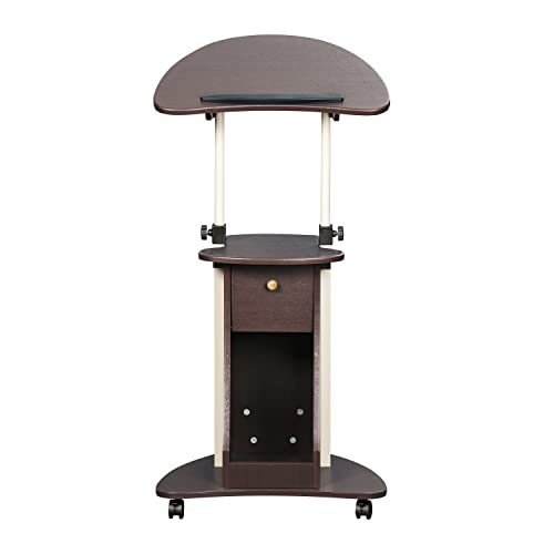 Rolling Adjustable Medical Laptop Cart - Chocolate