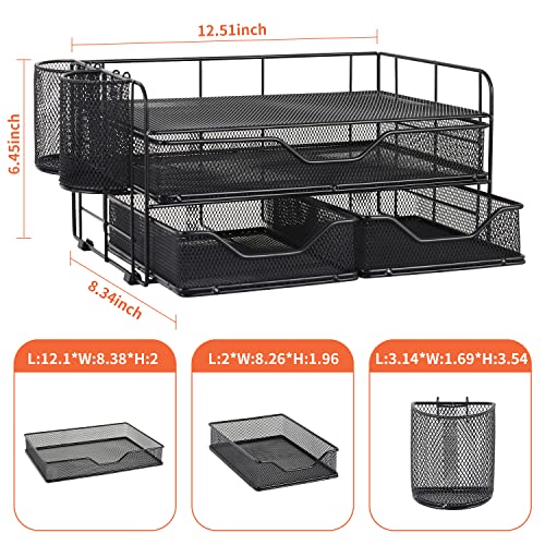 Gianotter 3-Tier Desk Drawer Organizer - Black