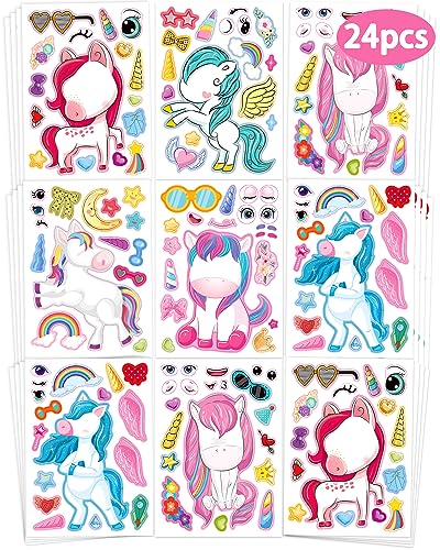 DIY Unicorn Sticker Sheets – 24 Pack Party Favors