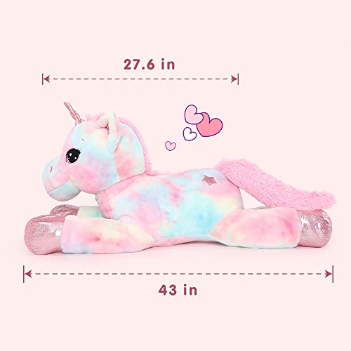 Giant Rainbow Unicorn Plush Toy - 43 Inches