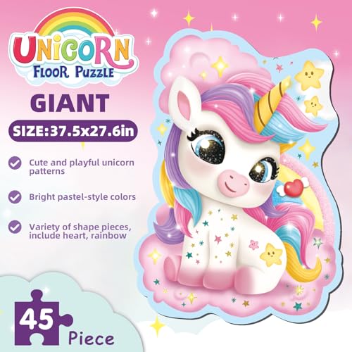 Large Unicorn Floor Puzzle for Kids Ages 3-8