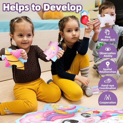 Large Unicorn Floor Puzzle for Kids Ages 3-8