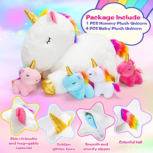 Unicorn Mommy Plush Toy with Baby Unicorns