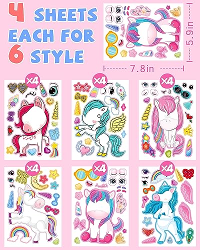 DIY Unicorn Sticker Sheets – 24 Pack Party Favors