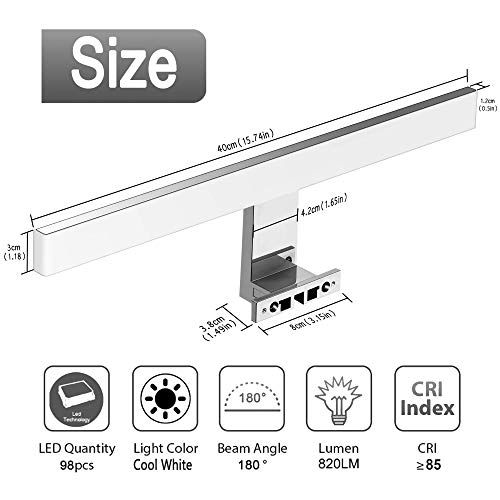Azhien 10W LED Bathroom Mirror Light, Cool White