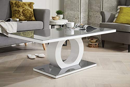 Giovani Grey & White Modern Glass Coffee Table